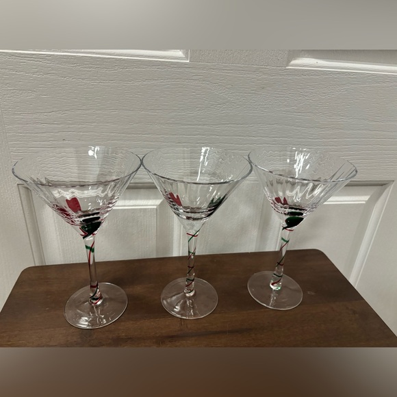 Pier 1 3 Martini Holiday Glasses - Picture 10 of 10